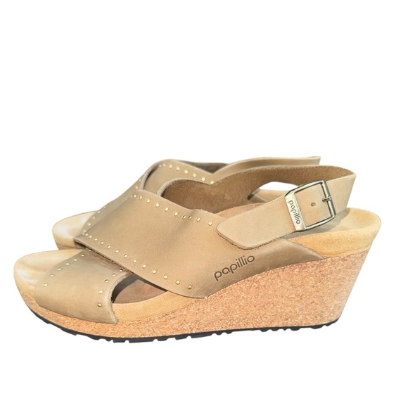 BIRKENSTOCK PAPILLIO Samira Rivet Wedge Sandals Tan EU Size 37 - Picture 5 of 12